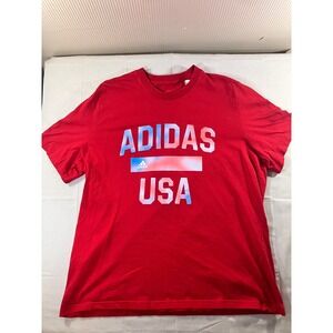 Adidas USA Red T Shirt Men Large Graphic Tee